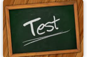 a chalkboard with the word test written on it